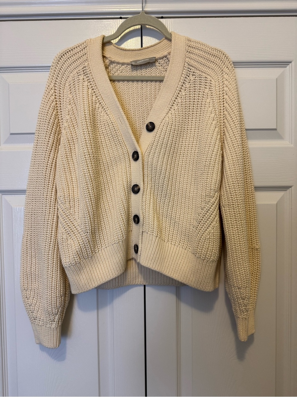 Everlane Cream Chunky Knit Button Cardigan
